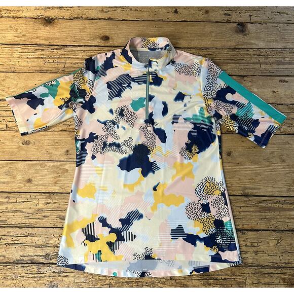 Swingdish Women’s Size L Multicolored Pattern Quarter Sleeve Golf Shirt - Picture 1 of 6
